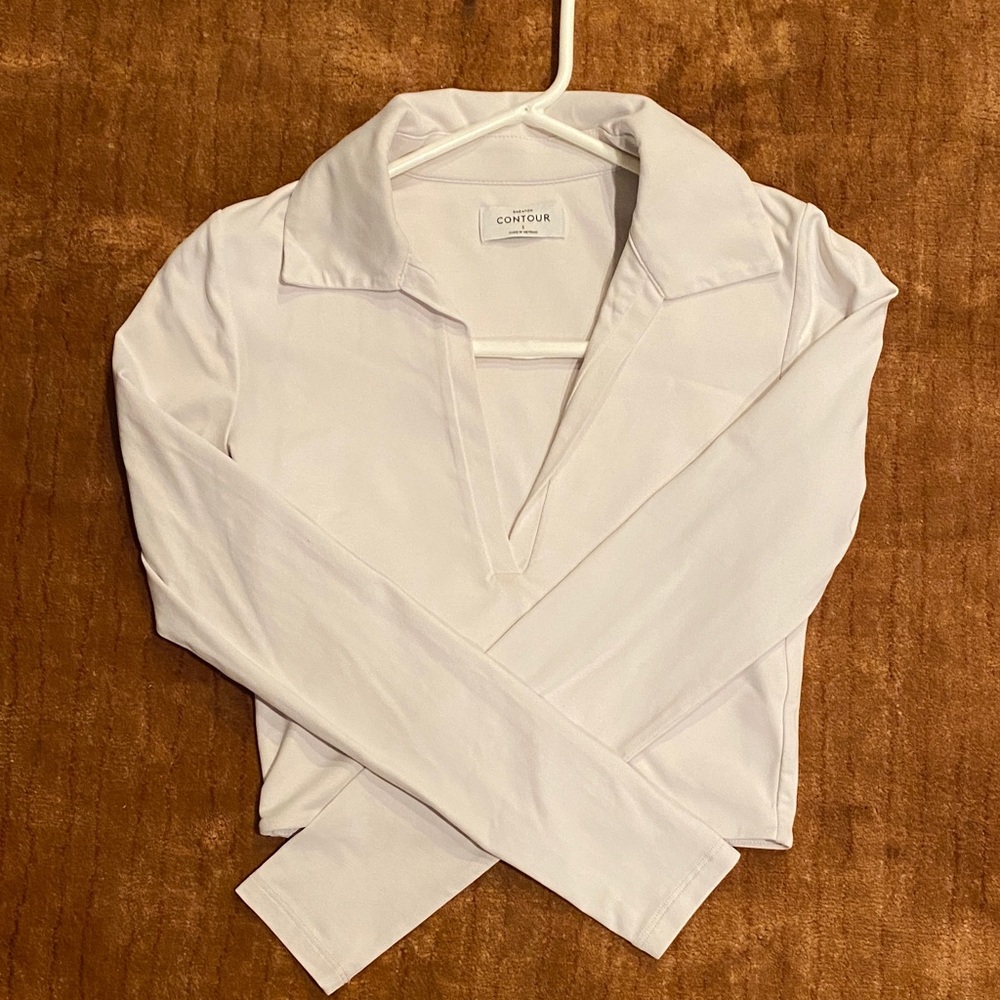 Babaton Cream Collared Long Sleeve Blouse